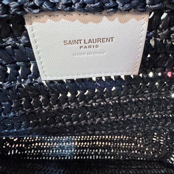 NWT YSL Rive Gauche Embroidered Rafia Tote Bag - Picture 9 of 10
